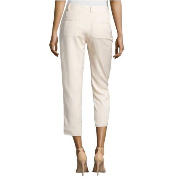 DIANE VON FURSTENBURG Womens Georginne Pants SZ 0 Linen Crop Cream No Lining - Picture 4 of 12